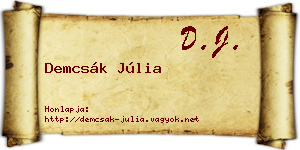 Demcsák Júlia névjegykártya